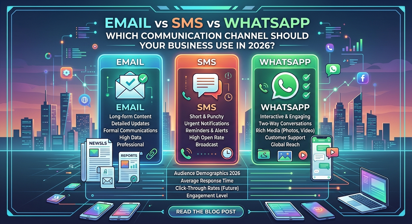 Email vs SMS vs WhatsApp: Which Communication Channel Should Your Business Use in 2026?